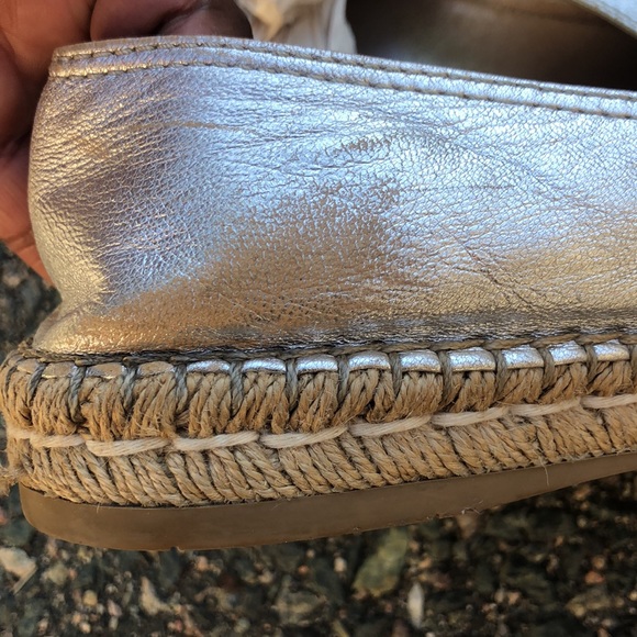 Prada Silver Leather Bow Detail Espadrilles Flats Size 40 EU - Picture 8 of 12